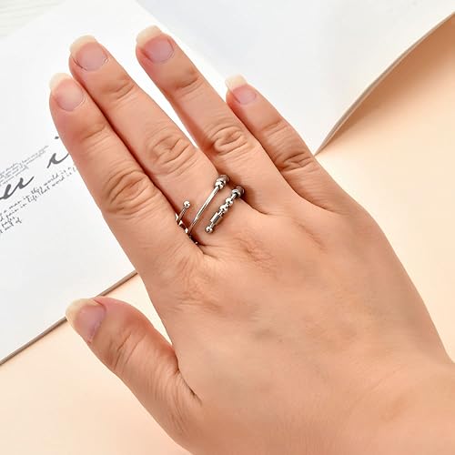 Miniatura 8 de Anillos con código morse para mujeres y hombres, divertidos regalos inspiradores, anillos de acero inoxidable para ansiedad y ansiedad, anillo