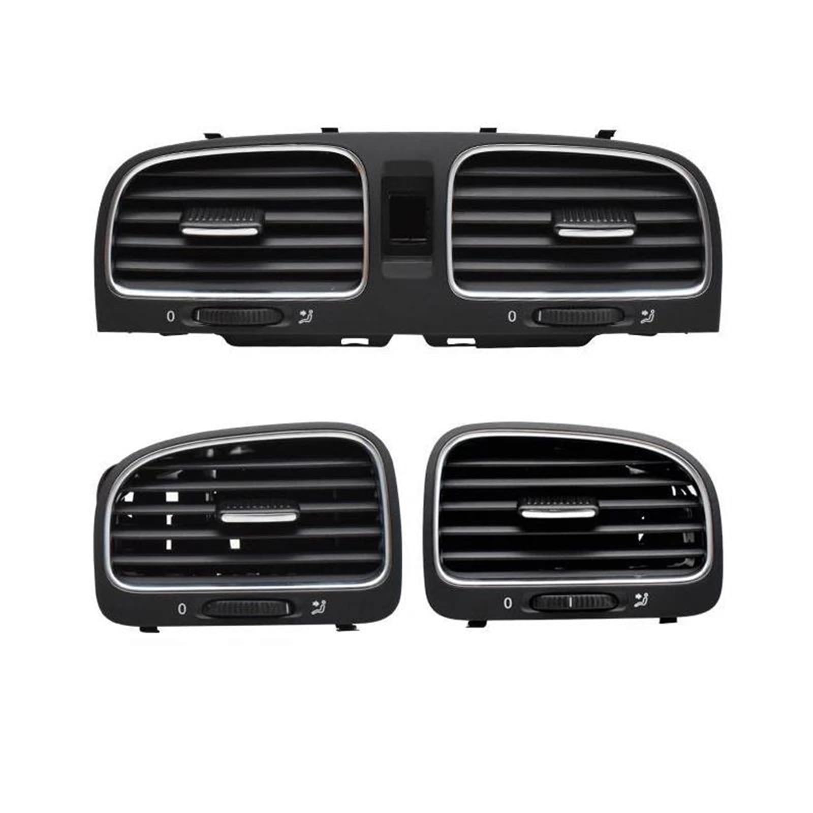 Piwine 3 Pcs Car Interior Air Vent Black Front Panel Console Vents Dash Louver Air Conditioner Vent Outlet For Vw For Golf 6 Mk6 5K0819728 5K0819703(3 Pcs)