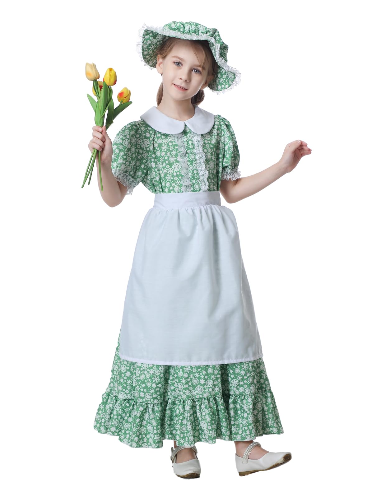 Colorful House Pioneer Girl Dress Colonial Prairie Costume American Historical Modest Prairie Colonial Floral Dress