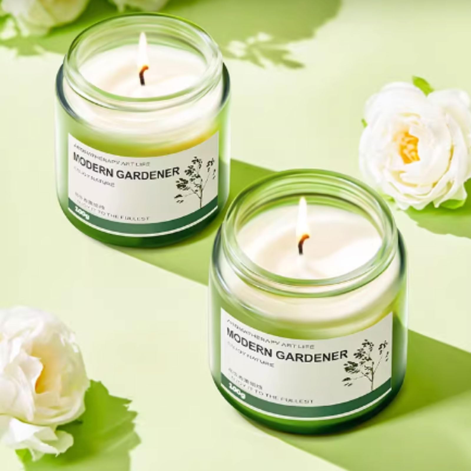 Compacto Velas de cera mezcladas, velas de aromaterapia de Gardenia, vela perfumada de larga duración, quemadura limpia sin humo for decoración del hogar no es picante(2pcs)