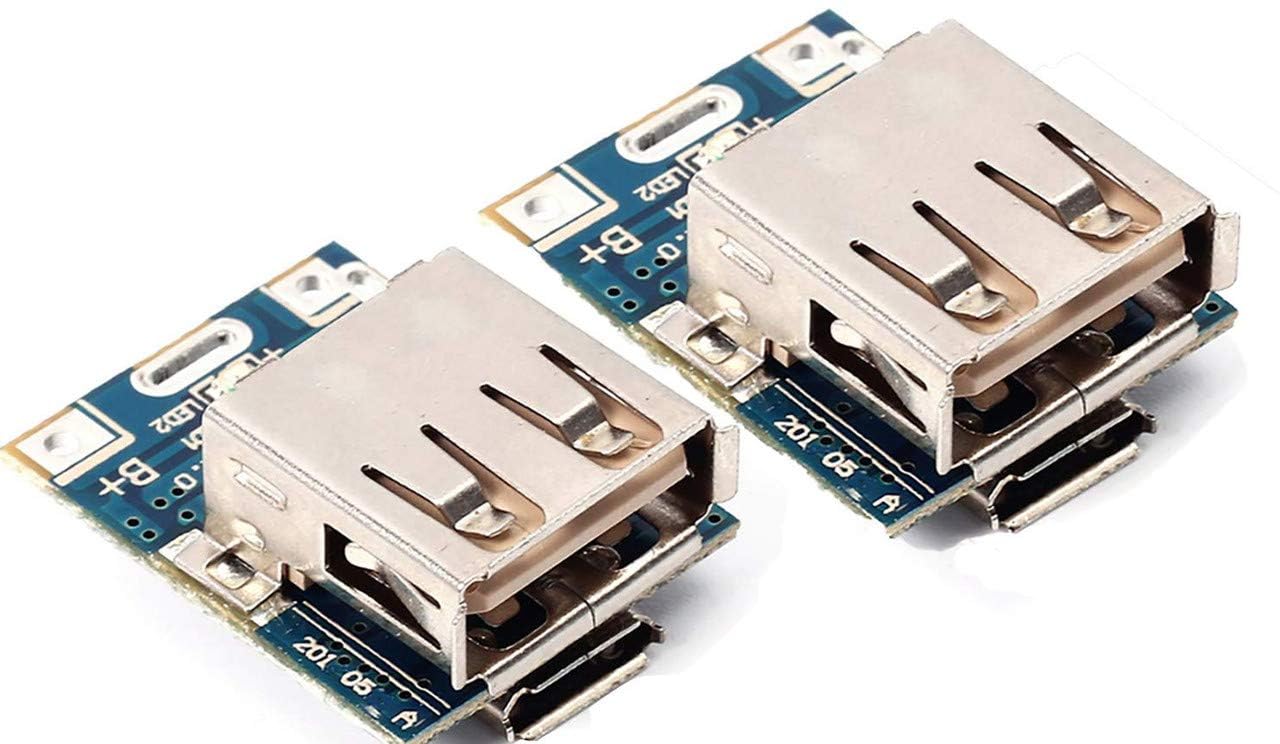 electroglobal usb 5v step-up booster - lithium battery charging and protection module for power bank/charging board boost converter led display usb for diy charger (pack of 2)