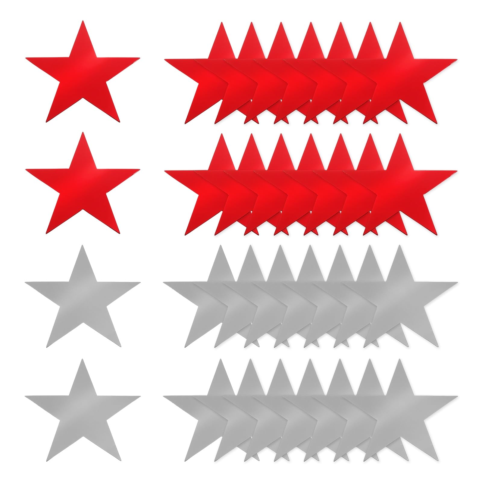 sourcing map 48 Pcs Stars Cutouts Decoration, 6" Double Printed Paper Stars Cutout Confetti Cardboard Stars Decorations for Bulletin Board Wall Classroom Party, Silver/Red