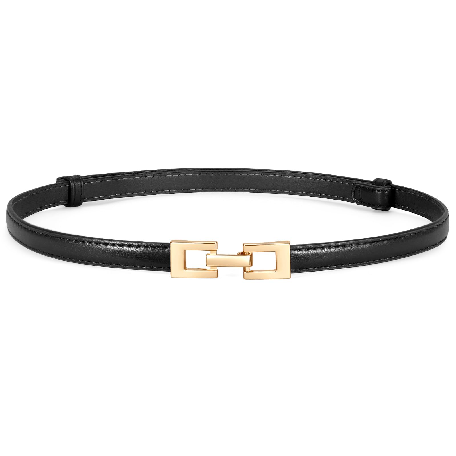 XZQTIVE Womens Thin Leather Belt Adjustable Casual Office Belt for Dresses Jeans Pants Gold Buckle Multi-Color