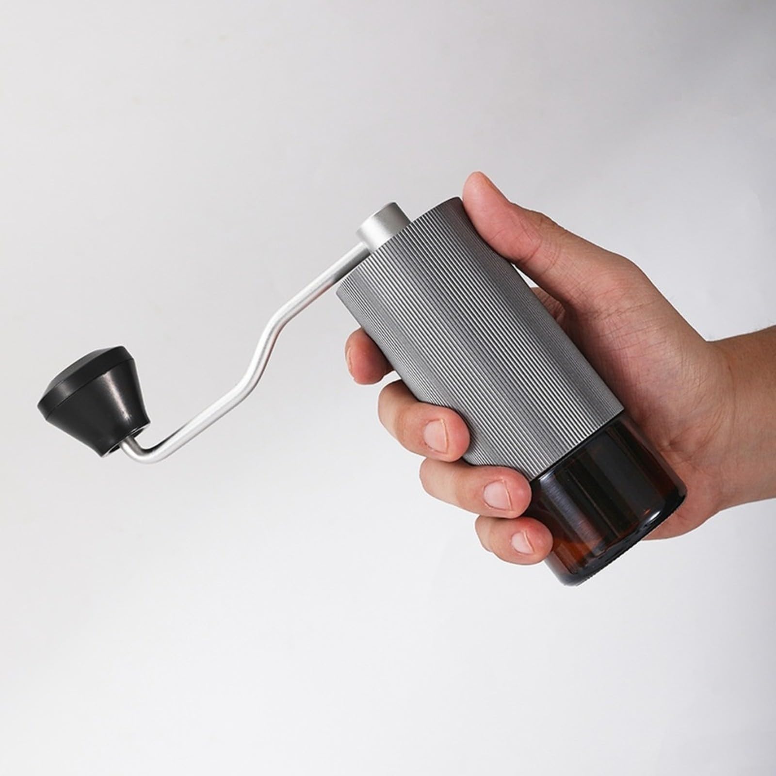Molinillo de mano de acero inoxidable, mango de manivela manual, recipiente transparente para molienda, filtro de expreso para café moca, para prensa francesa, camping, viajes, hogar, café