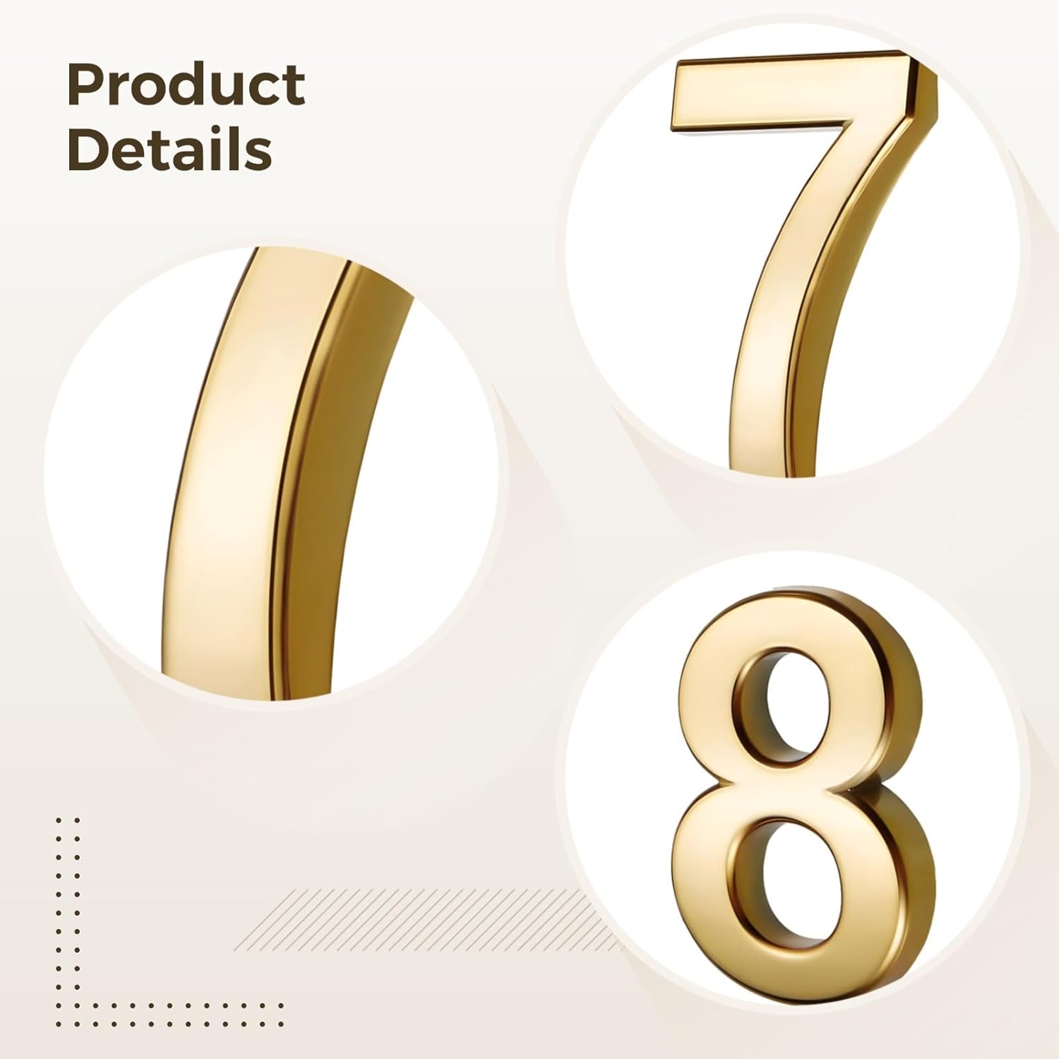 20 Self-Adhesive Golden Address Numbers, 2.8-Inch Waterproof Plastic Mailbox And House Signs 0-9 For Homes And Businesses