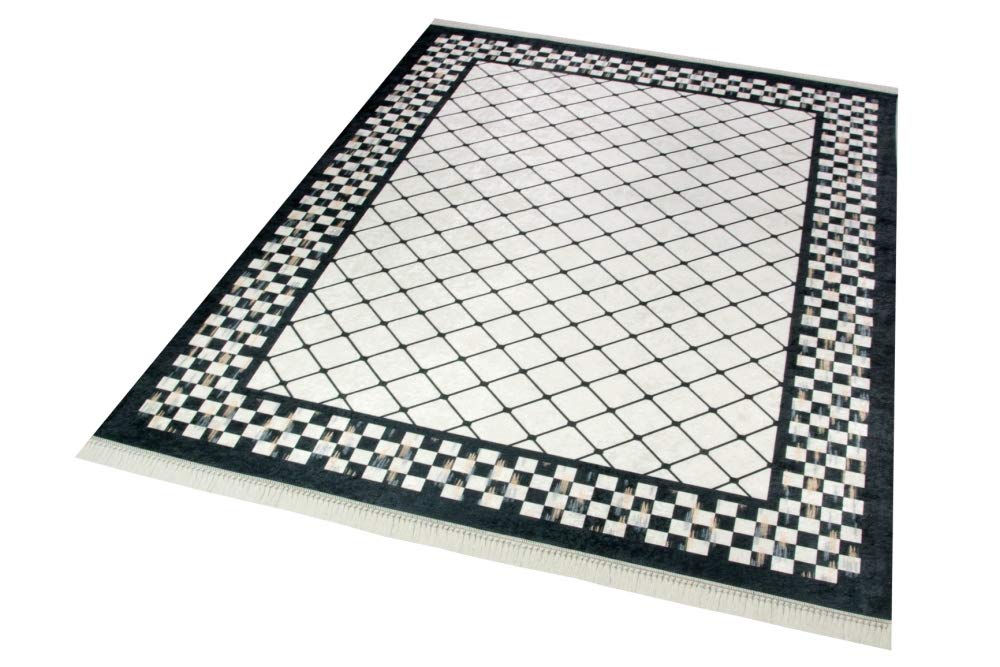 Tappeto moderno tappeto da salotto lavabile karo nero Größe 120x160 cm