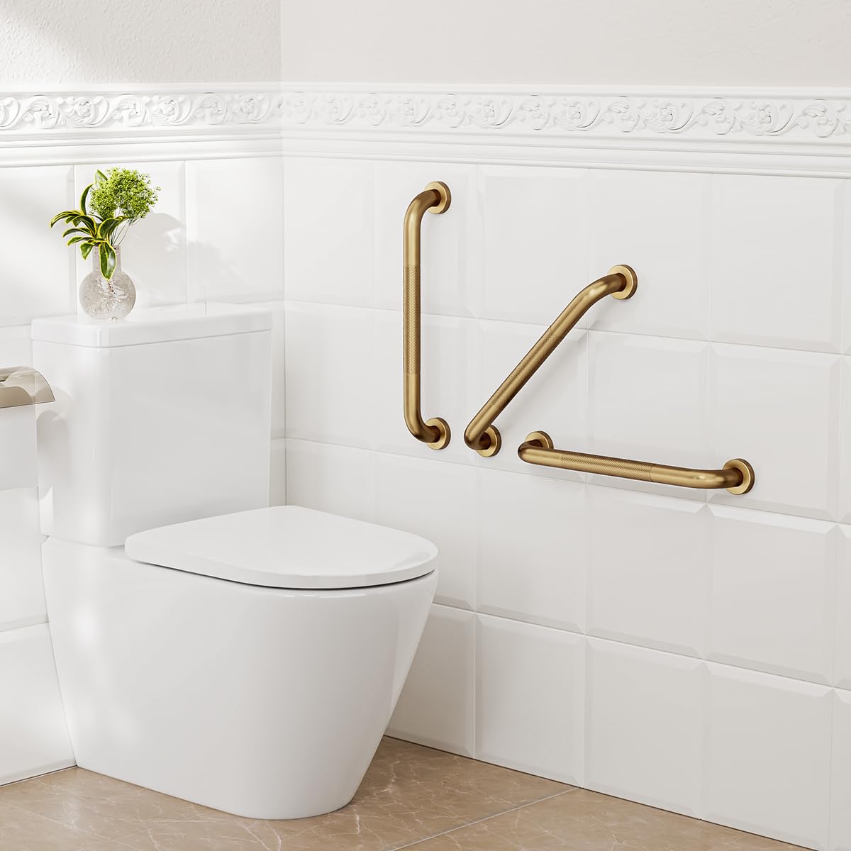 FANHAO 2 Pezzi Barra di Sostegno per Bagno, Antiscivolo in Acciaio Inox 304, Barra di Sicurezza e Supporto per Doccia, Vasca, Cucina, Camera da Letto, 41 cm
