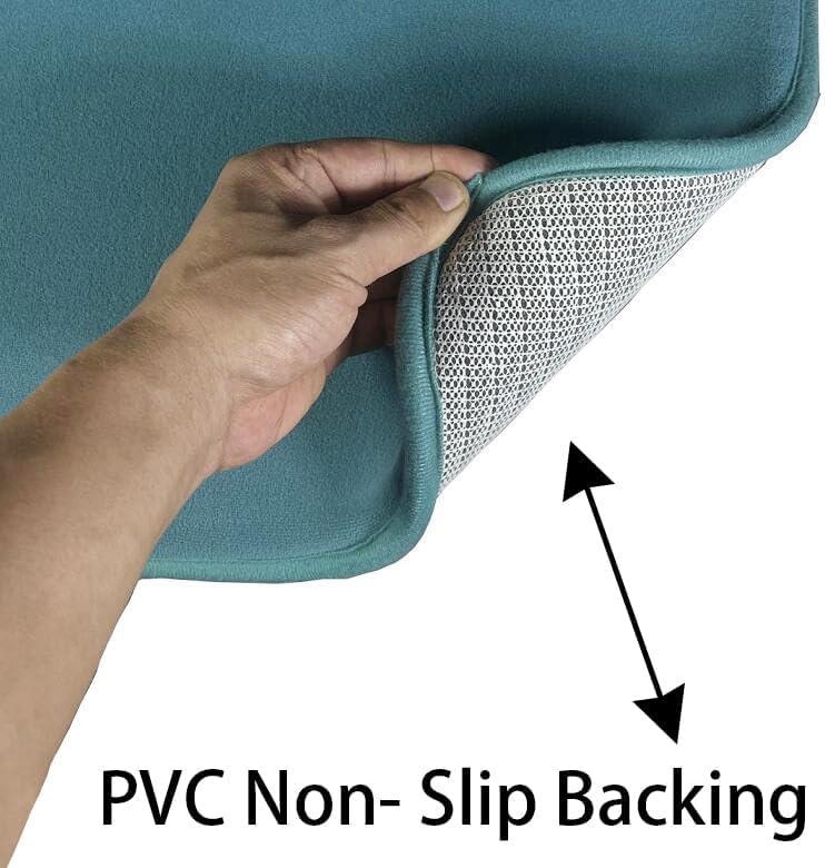 Madeals Memory Foam Bath Mat Set 4 Piece with Toilet Lid Cover and Combo Rug Teal Blue - Image 6