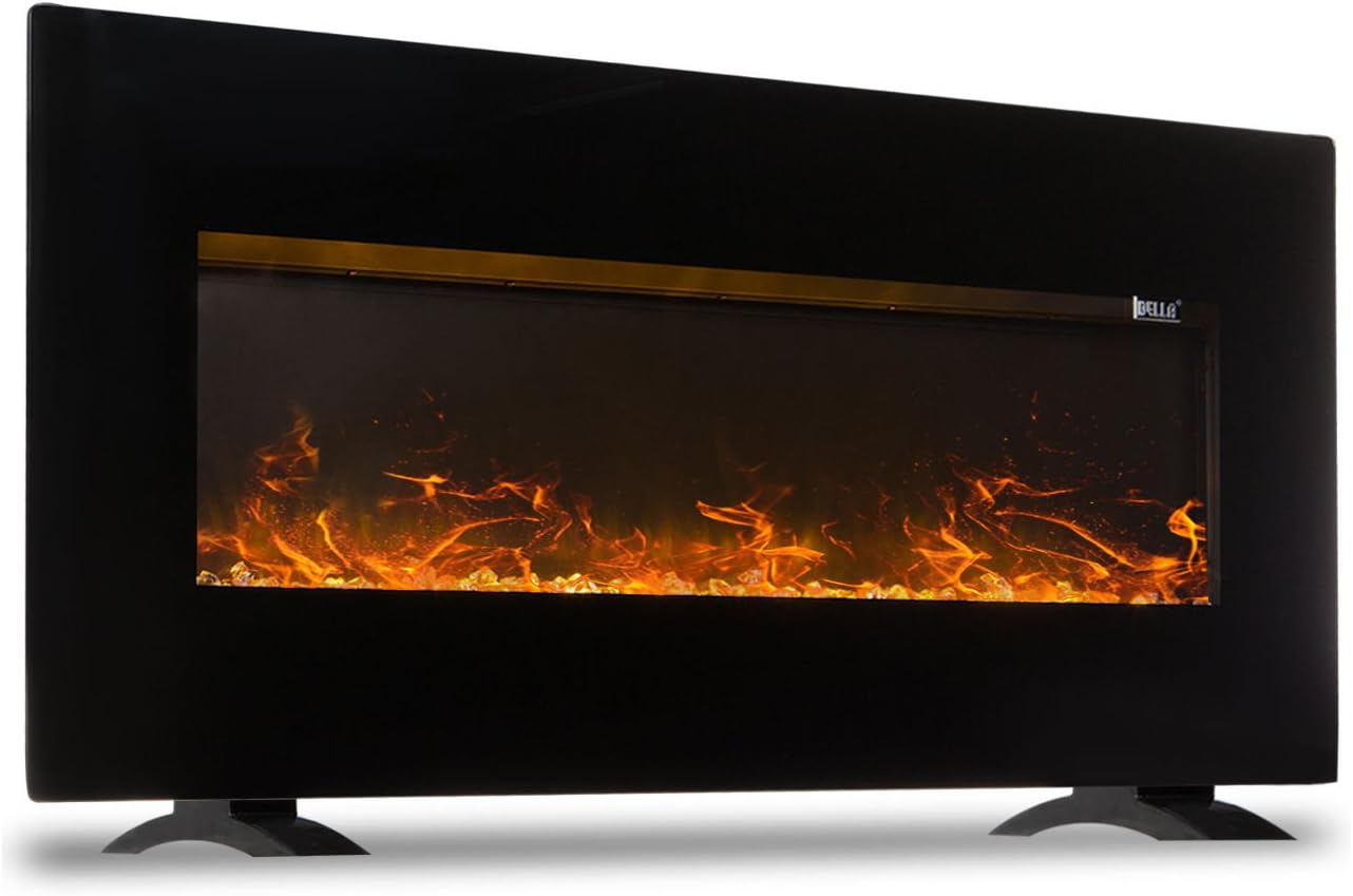 Amazon Com 50 1500w Fireplace Wall Mounted Stand Electric Flat Panel Heater Remote Home Kitchen
