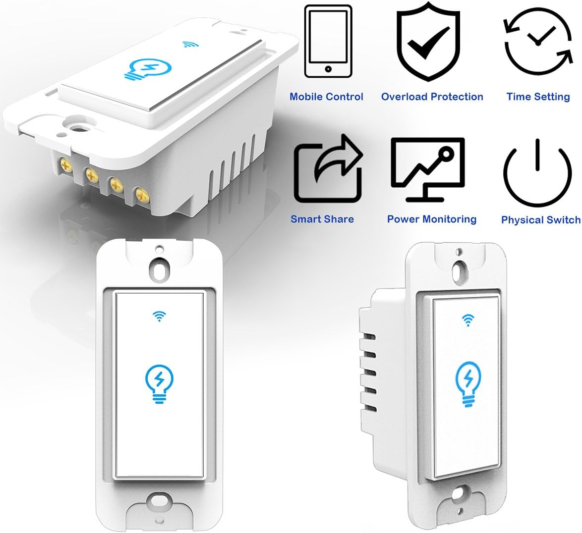 Hоttеѕt Sаlеѕ Joso Smart Light Switch, Wi-Fi Remote Timing Control with Smartphone in-Wall Light Switch Compatible with Amazon Alexa and Google Assistant,No Hub Required-2 Packs