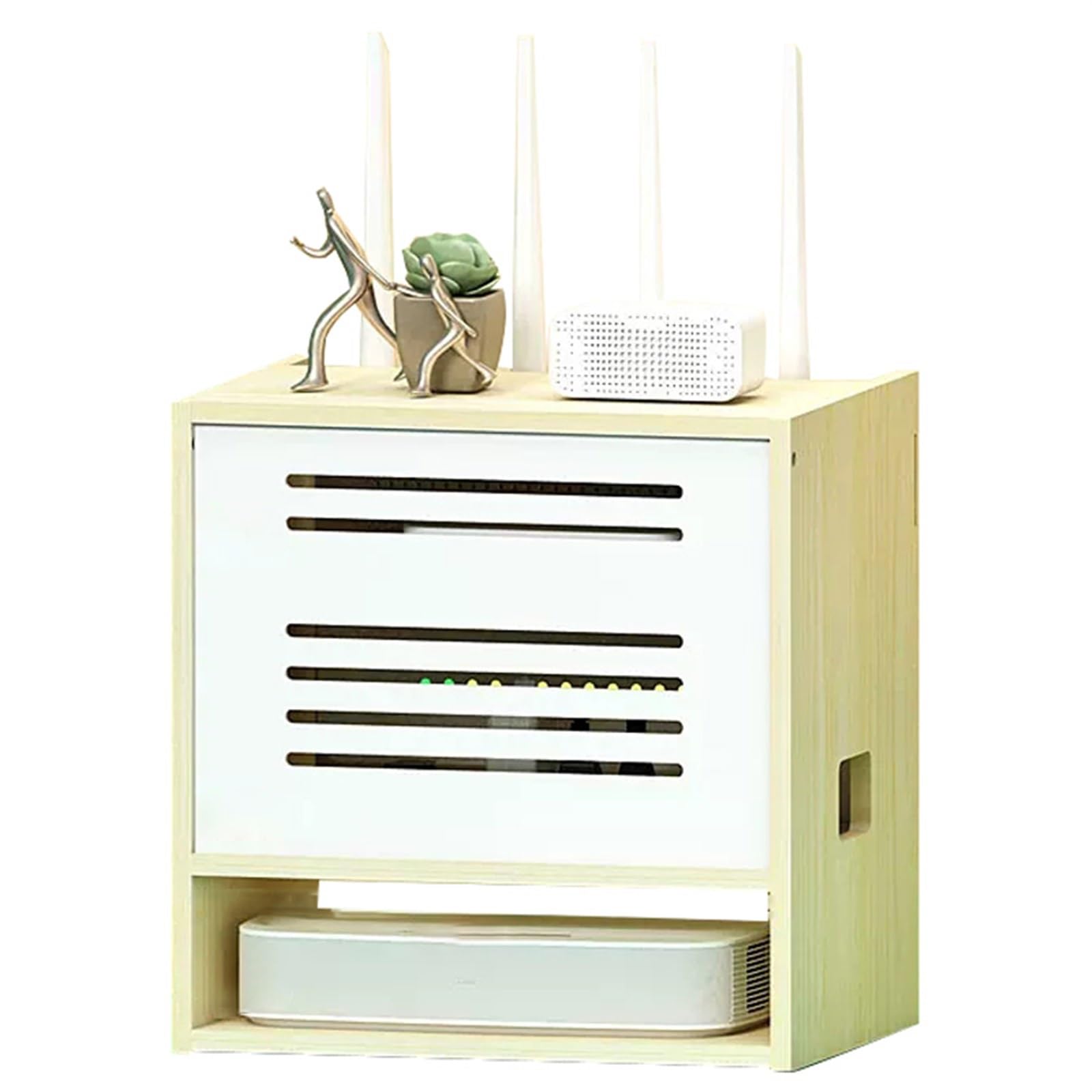 Routeur Wi-Fi boîte de rangement bois, cache box internet 3 niveaux, organiseur bureau