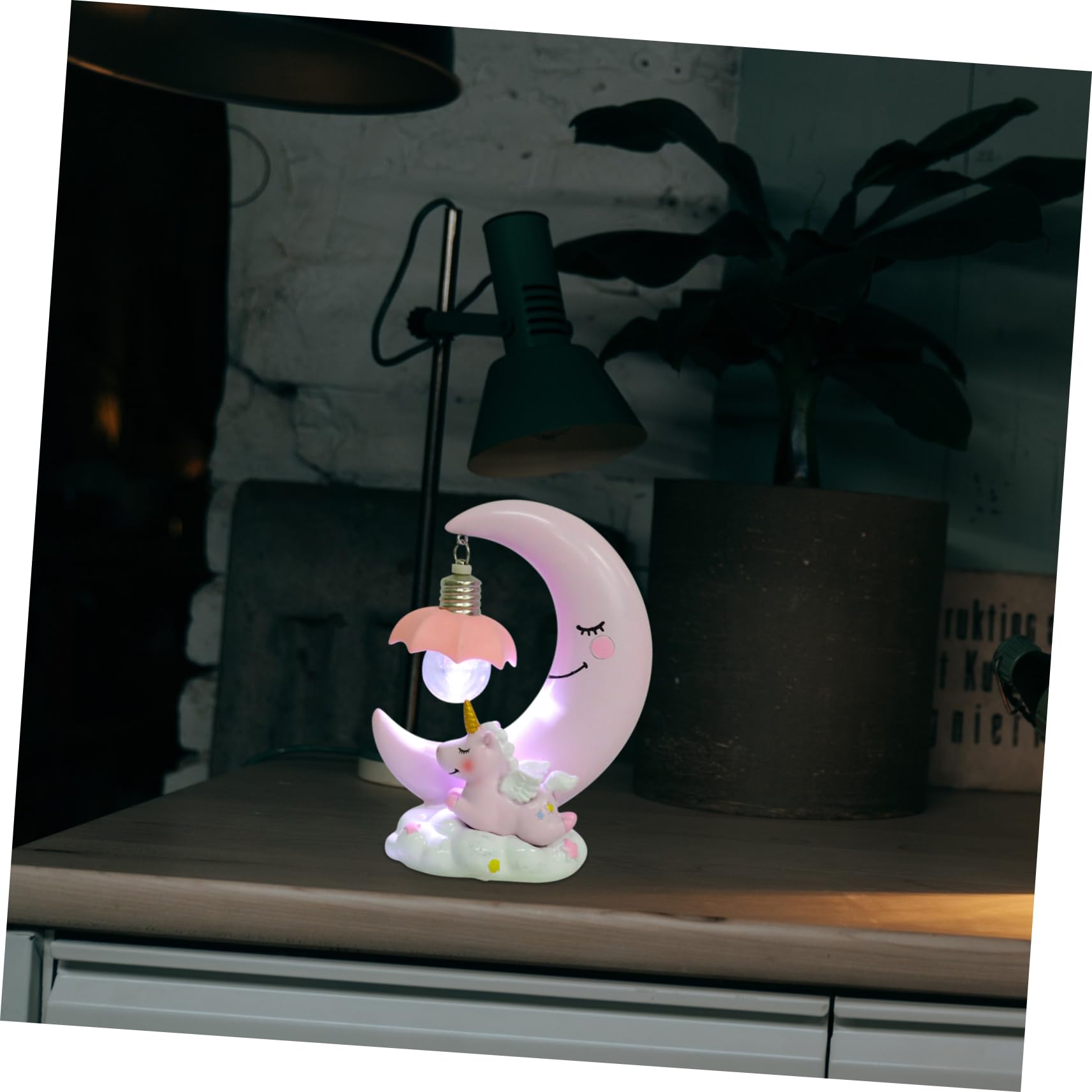 WOONEKY Lámpara De Noche De Resina Con Diseño De y Decoración Encantadora Para Mesita De Noche Liviana y Duradera Para Habitación Infantil y Regalo De Cumpleaños