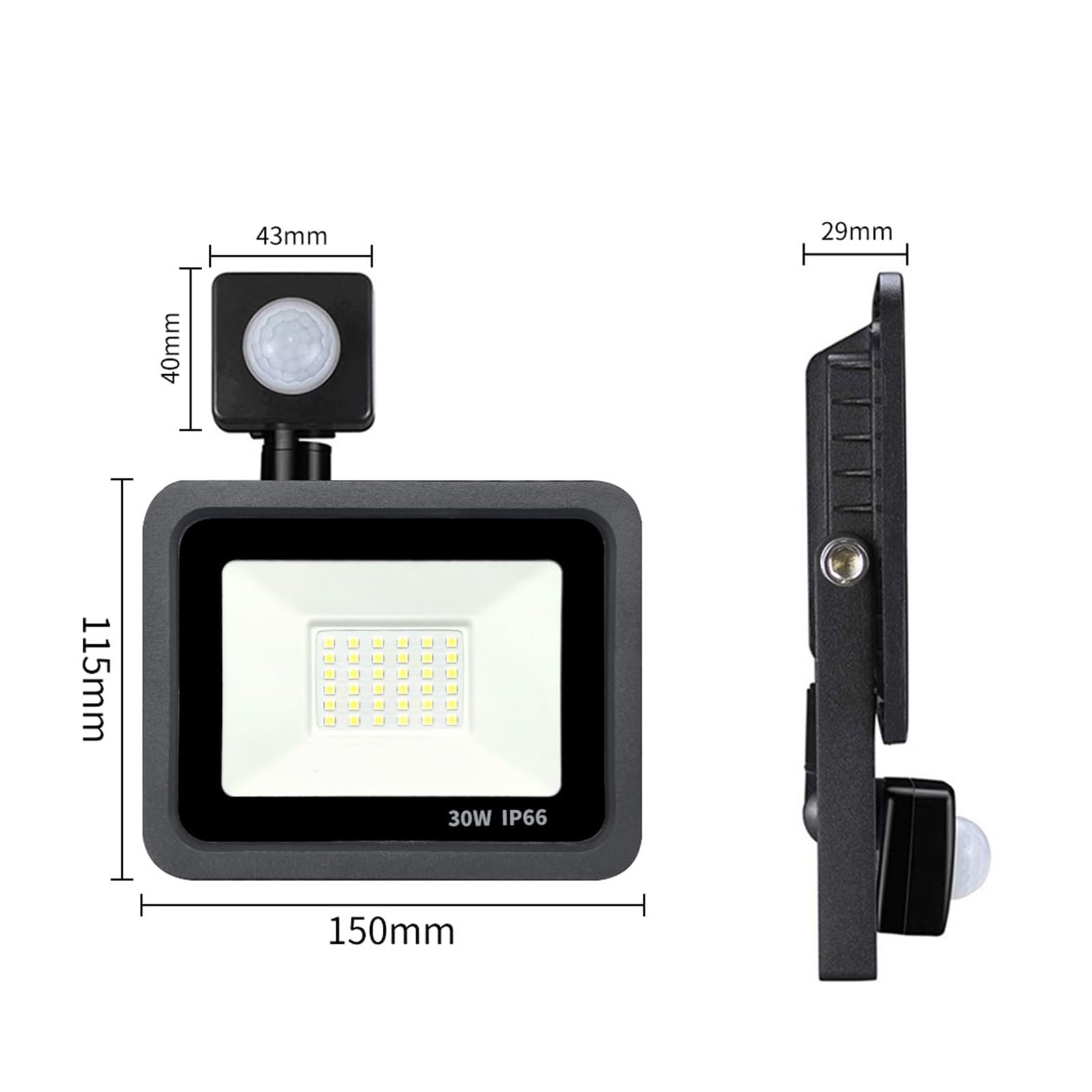 Reflektory LED na zewnątrz, 10W 20W 30W 50W 100W Reflektor LED Wodoodporny Reflektor Z Czujnikiem Ruchu PIR Zewnętrzna Lampa Ścienna Światło Halogenowe Reflektor na podwórko, parking, patio, plac zaba