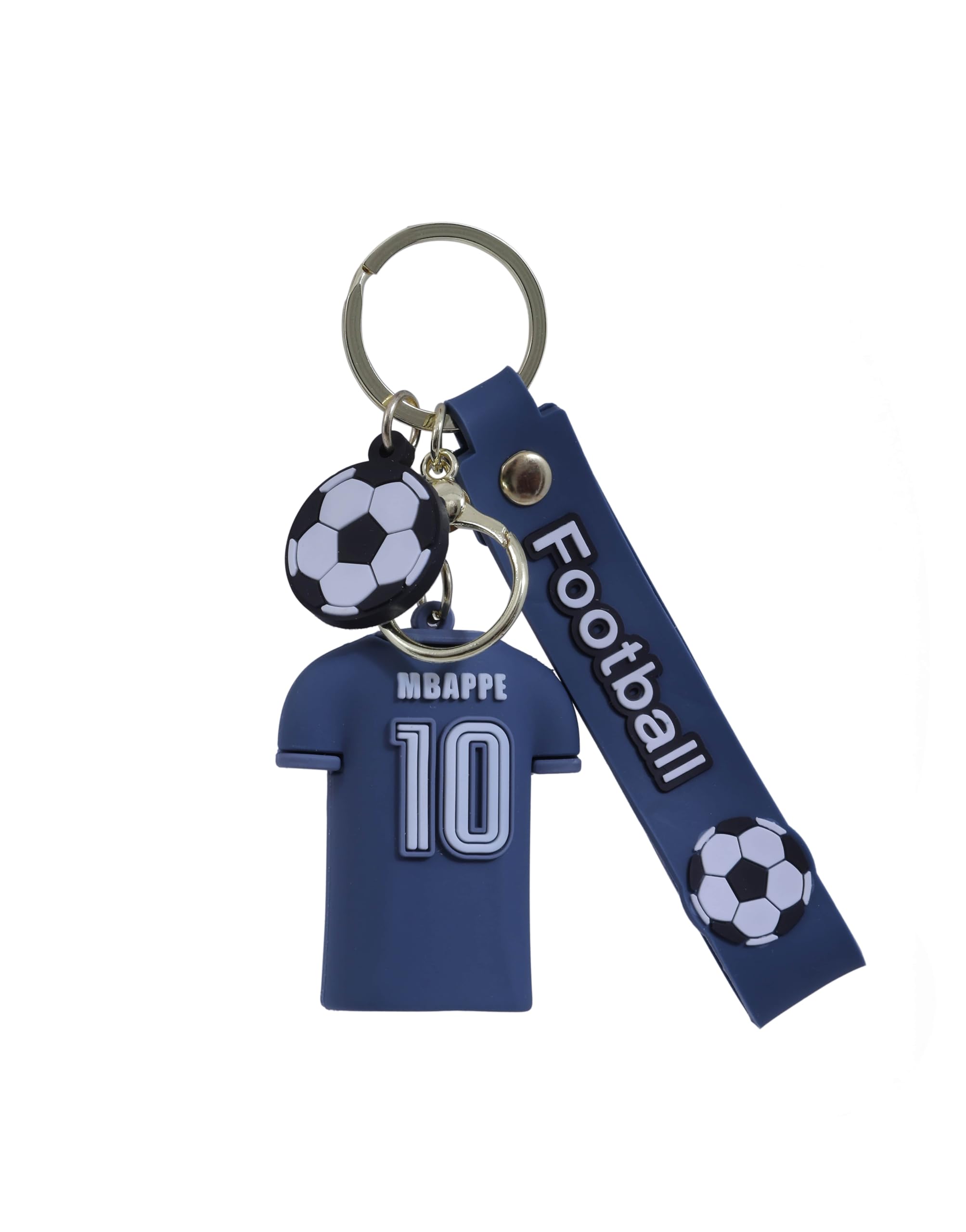 OTTAVO Cheers on Your Team With Football Player Mbappe or De Brutne Jercey 3D Rubber keychain With Long Ribbon