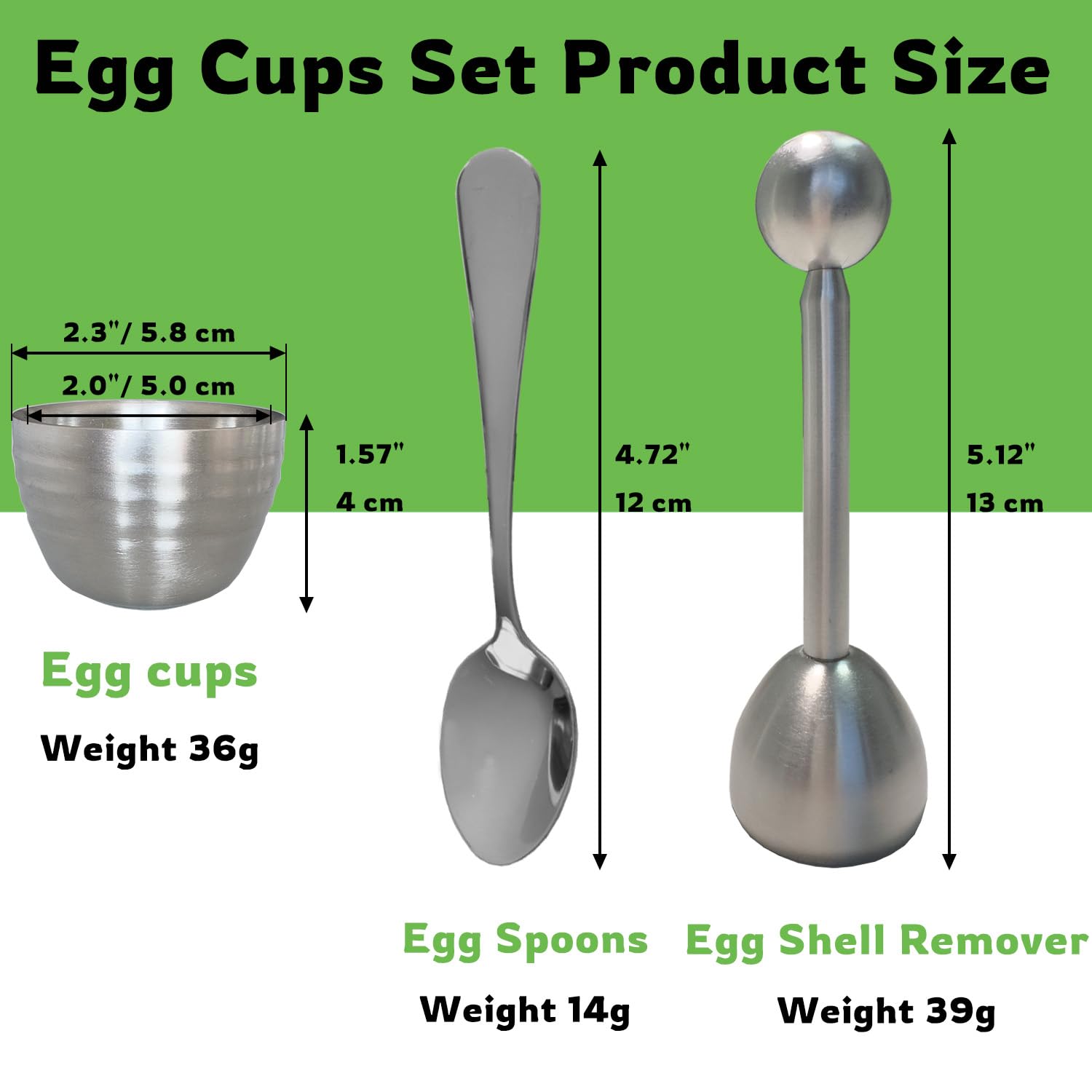 Egg Cups & Cracker Set, Egg Cups for Soft Boiled Eggs, Set of 1 Stainless Steel Egg Topper Cutter & 4 Egg Spoons & 4 Egg Holder, Diswasher Safe