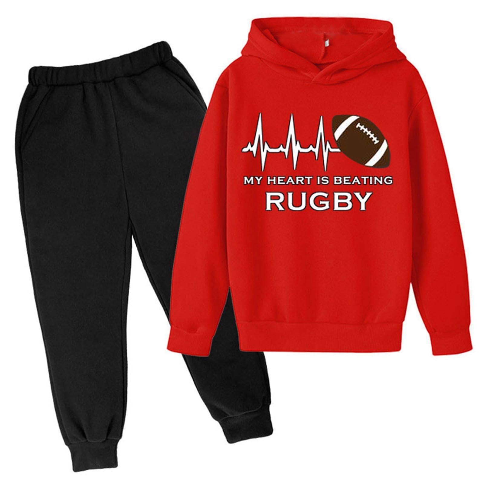 Ensemble Enfant Garcon, Ensembles-Rugby-De-Sport-Garçon Tenue De Sport Enfant Garçon Ado Survêtement De Sport Chic Ensemble À Capuche Et Pantalon Jogging Garçons