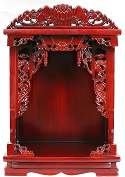 Wall Mounted Shrine Altar Table, Wood Meditation Table, Buddha Cabinet Niche, Chinese Puja Tables, Personal Shrine Stand for Living Room, BedroomRed,46x59cm/18.1x23.2