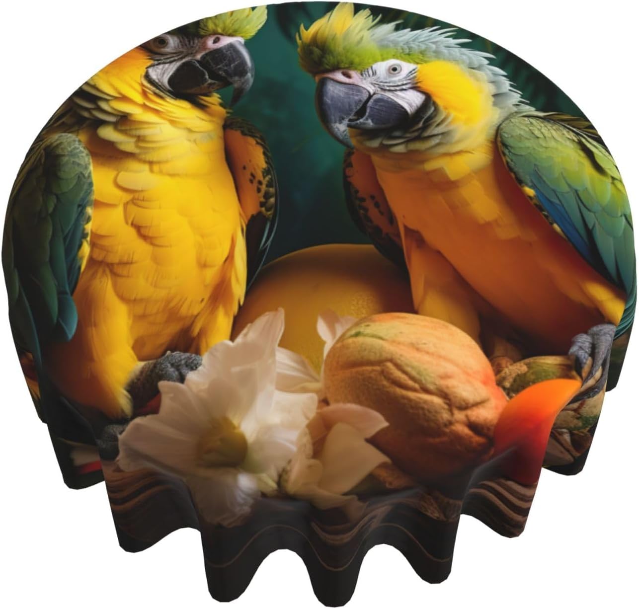 Summer Parrot Print Wrinkle Free Dining Table Cover for Birthday Party Farmhouse Tablecloths Up to 60 x 60 Inches