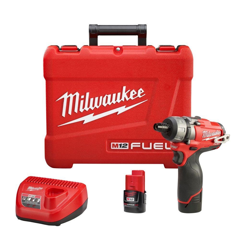 Milwaukee2402-22 M12 Fuel 1/4 Hex 2-SPD Screwdriver Kit W/2 Bat