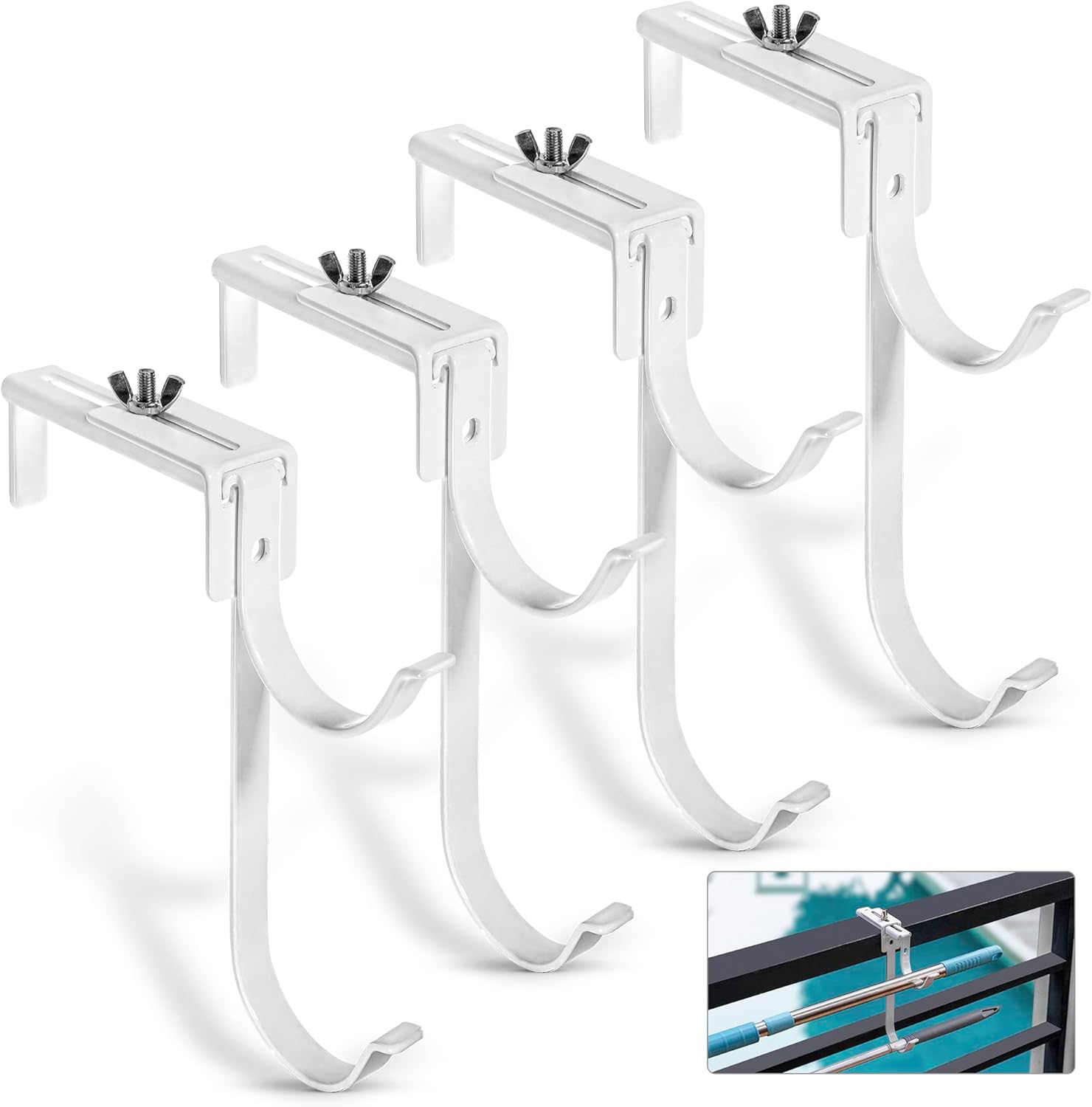 FABILE Adjustable Metal Pool Pole Hanger/Hook, Fency Hook