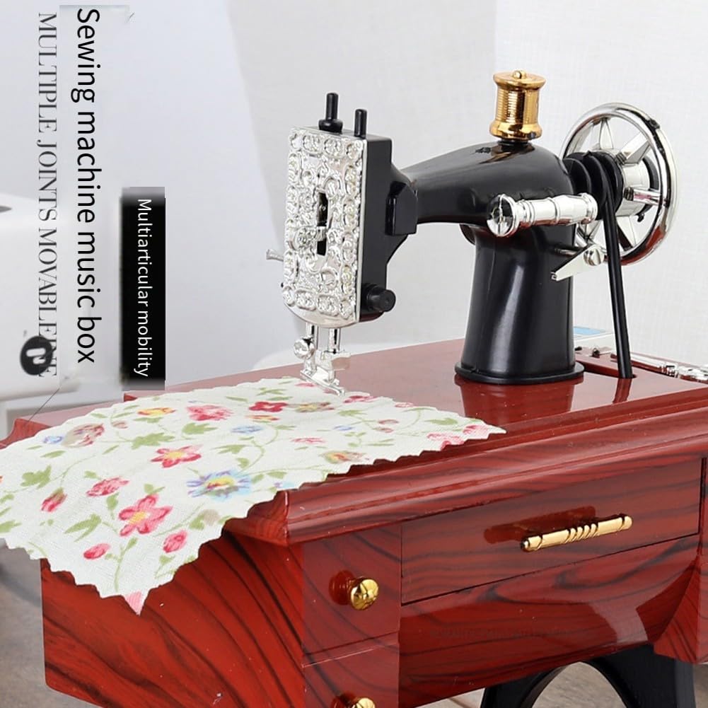 GLOBALHUT Scatola Musicale Decorativa con Design di Macchina da Cucire Classica per l'Eleganza della Casa (Piccola)