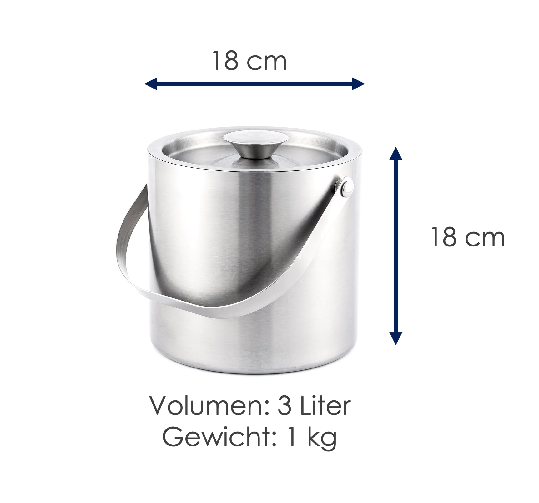 Hanseküche Grote ijsblokjeshouder, ijsemmer, 3 liter, inclusief deksel