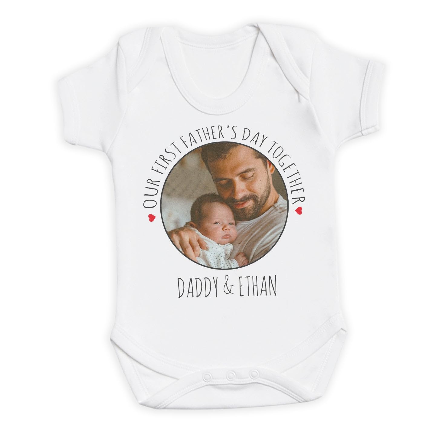 The Gift Project PERSONALISED Our First Father's Day Together, Circular Photo & Text - Baby Bodysuit