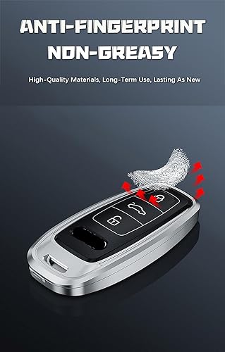 Miniatura 5 de ontto Soporte para llavero inteligente con control remoto de 360 grados, funda de metal para llaves de automóvil, funda de resina elegante para Audi