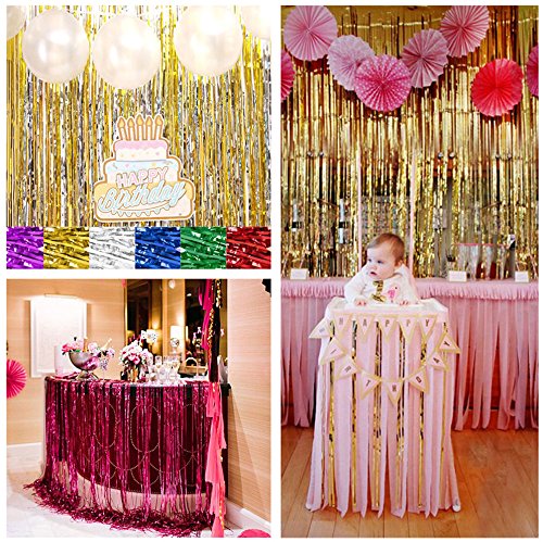 Tenda Con Frange Oro (5 Pezzi) 1x2,5m - Sfondo Lamé Per Decorazioni Festa Compleanno, Matrimonio, Natale - 2