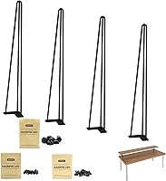 Vista 1 de ROTHLEY Patas de mesa de horquilla de 28 pulgadas, 3 varillas sólidas de metal para mesa, juego de 4 patas de escritorio resistentes con protectores