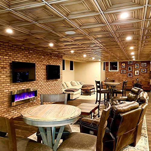 From Plain To Beautiful In Hours Dct05 Washington Square Pvc 2' X 2' Lay-In Or Glue-Up Ceiling Tile, Pack Of 50, Antique Copper, 50 Piece #TOP1