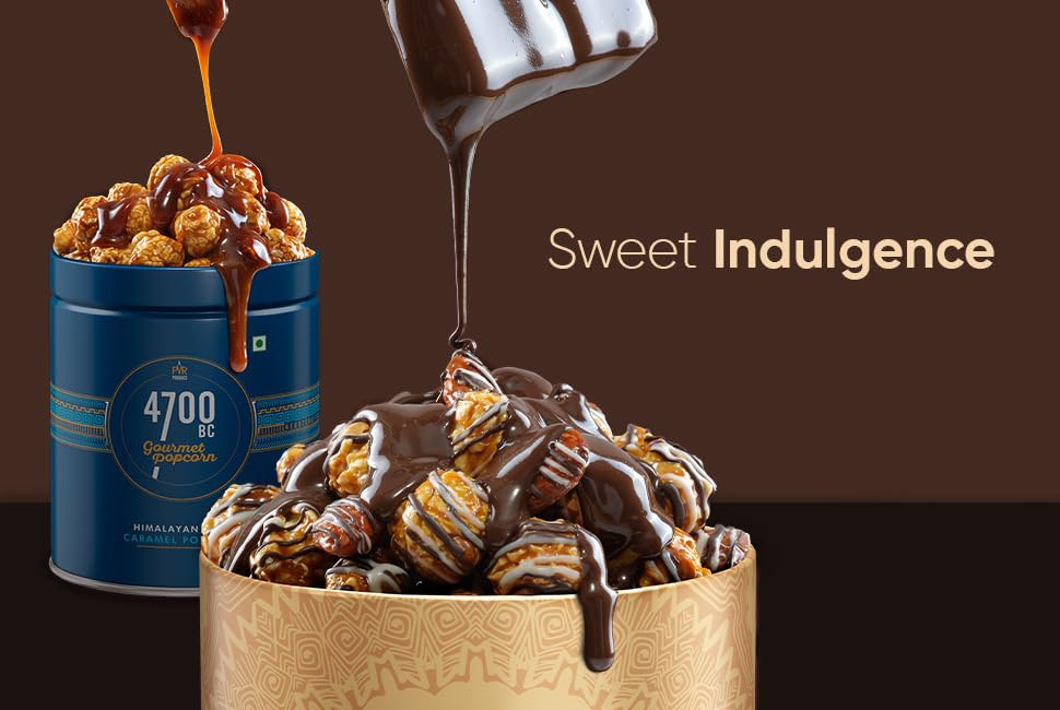 Image of 4700BC Pataka Popcorn, 275g (2Tins: Nutty Tuxedo Chocolate and Himalayan Salt Caramel)