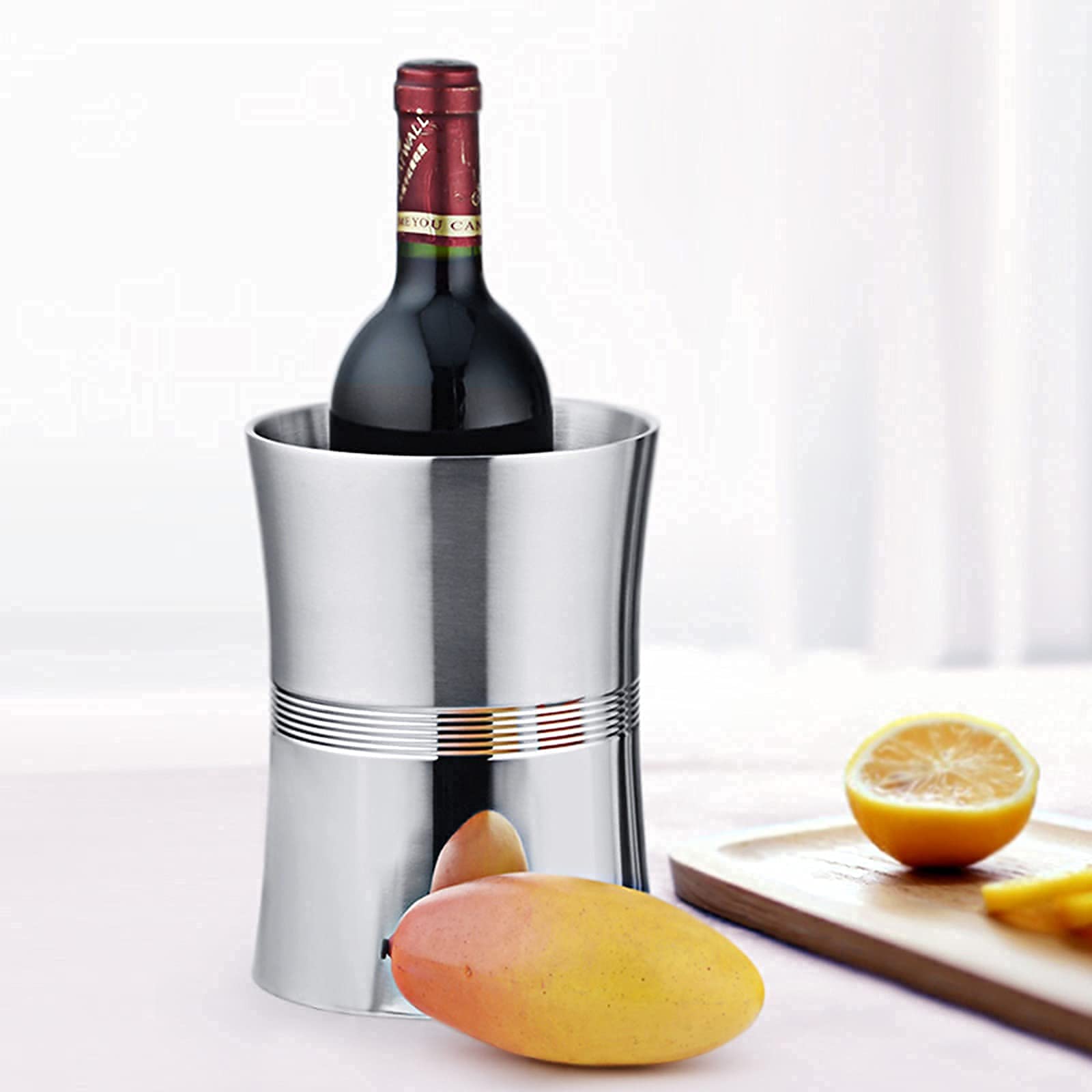 Weinkühler-Eimer,Edelstahl-Doppelwand-Eiskübel,Inklusive Eiszange,2L / 3L Halten Sie Wein kalt,Isolierte Champagner-Bier-Eiskübel,für Party,Zuhause,Club,Bar