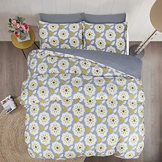 Linen Zone - Posh Range Hotel Quality 100% Egyptian Cotton Reversible Duvet Cover Set (Bloom Multi, Double)