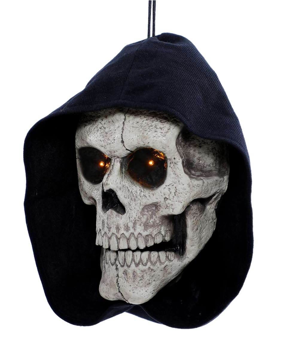 Horror-Shop Totenschädel Türdeko mit Licht & Sound
