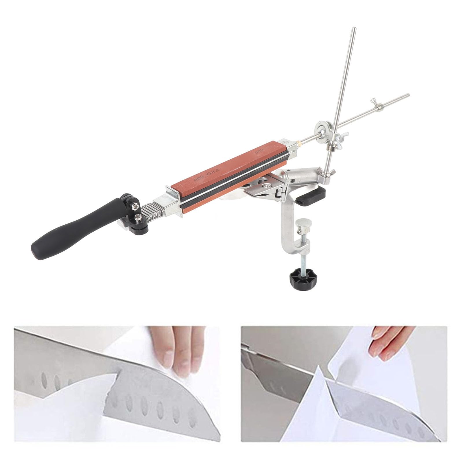 Kit per affilare l'affilatrice ad angolo fisso Morsetto a vibrazione da 360 gradi 10 Pietre per affilare in corindone bianco di affilatura per utensili da cucina e da chef
