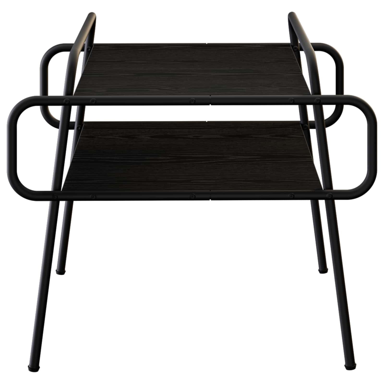 Tavolino da salotto in rovere nero, 50 x 50 x 51 cm | Tavolino da soggiorno compatto con 2 ripiani aperti e maniglie laterali per spostare in modo mobile nella stanza.