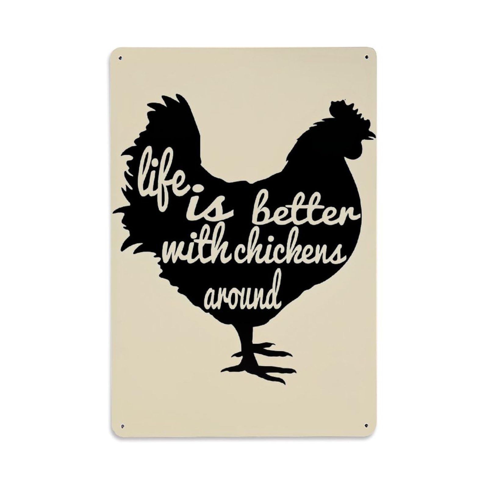 Jdyaojiesheng Vintage Chicken Silhouette With Text Tin Sign Retro Metal Wall Decor Metal Poster, Home Bar Garage Farmhouse Cafe Wall Art Decoration 8X12inches