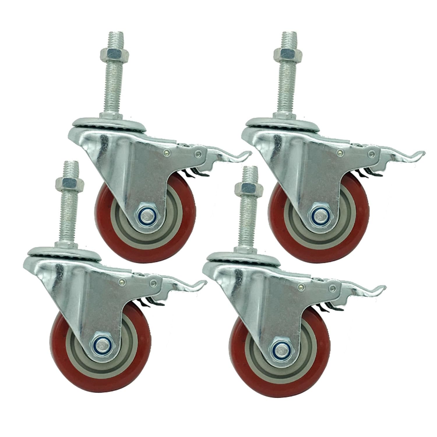 Roulettes industrielles M16 pivotantes de 75 mm avec frein pour meuble et établi