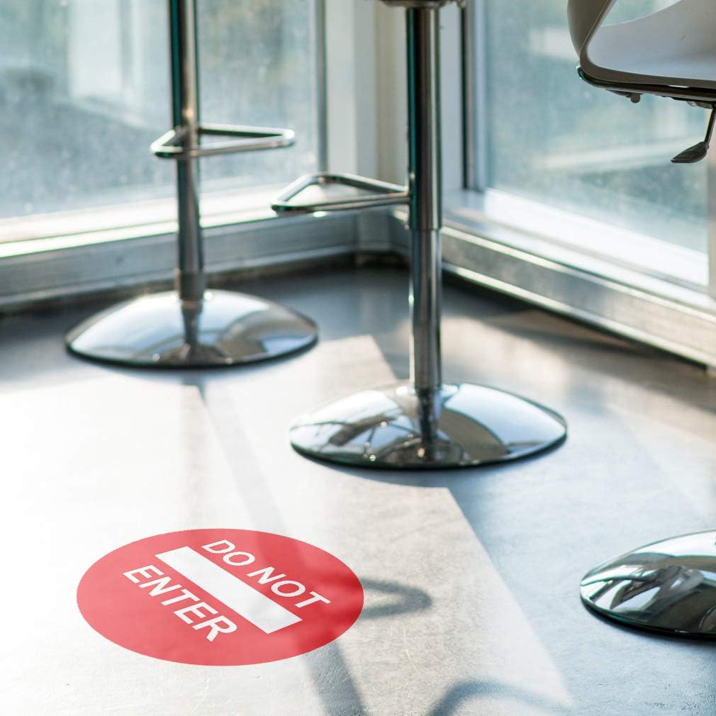 Do Not Enter Floor Decals Red Anti-Slip Round Shape B Typography & Symbols Industrial No Entry Signs Stickers 24Inches Longer Side