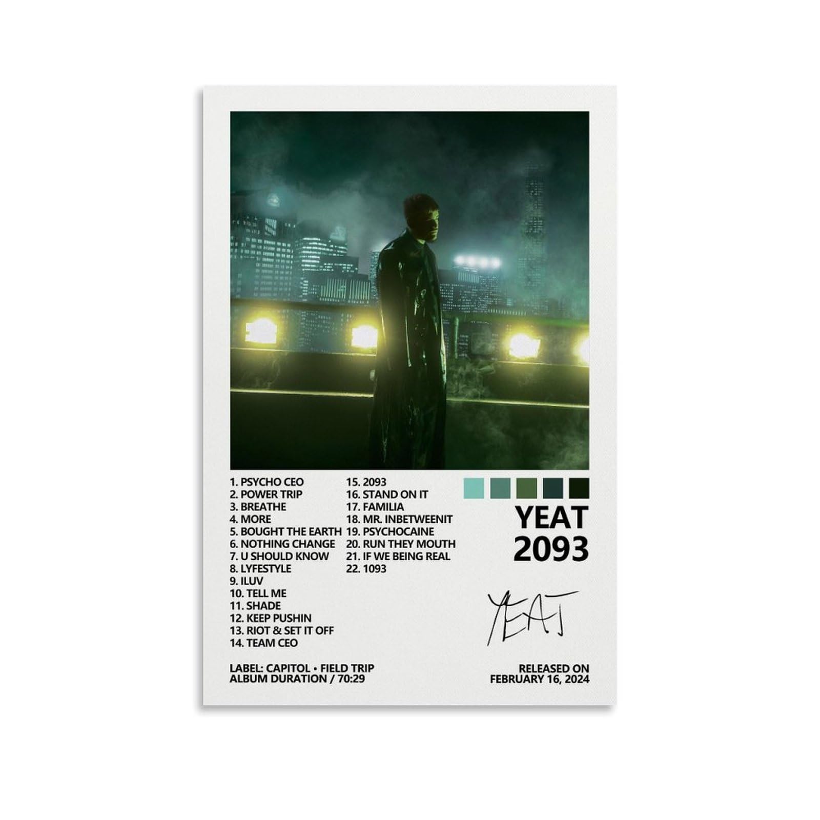 MOZEU Yeat Poster 2093 Music Album Cover Poster Posters for Room Aesthetic Canvas Wall Art Bedroom Decor 12x18inch(30x45cm)