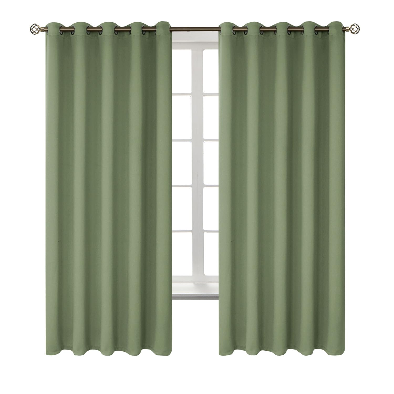 BGment Grass Green Blackout Curtains for Bedroom 63 Inch Long - 2 Panels