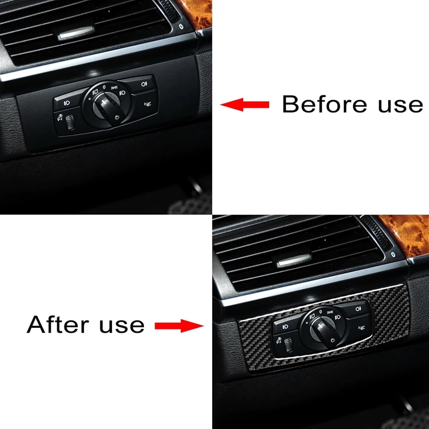 Carbon Fiber Headlight Switch Stickers for bmws X5 E70 X6 E71 2007-2014 Interior Accessoire