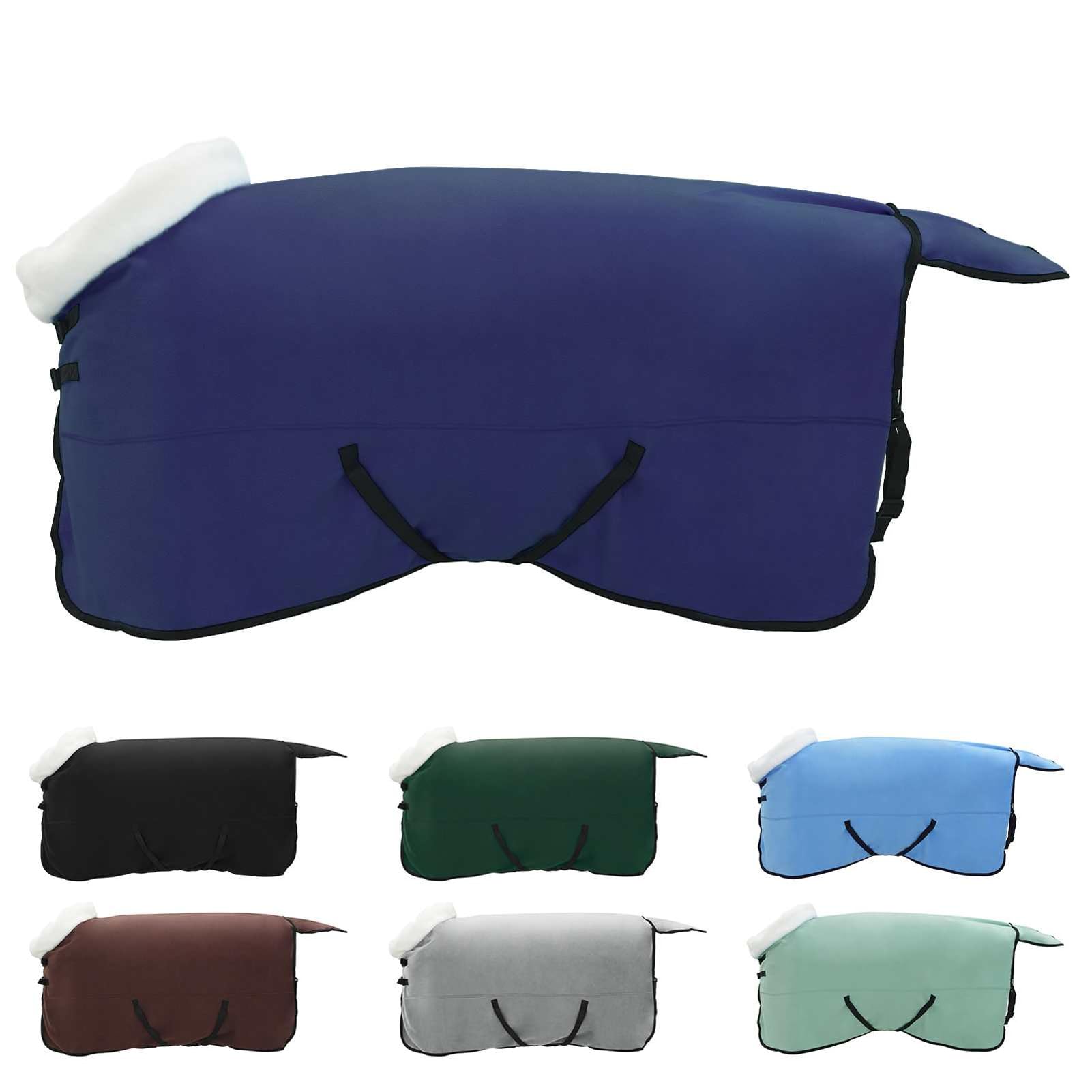 Gecheer Coperta per Cavalli, Coperta in Pile Antivento 155 cm Blu Navy, Impermeabile con Fibbie Regolabili, Copertura Termica per Cavalli per Uso Esterno in Scuderia e Pascolo