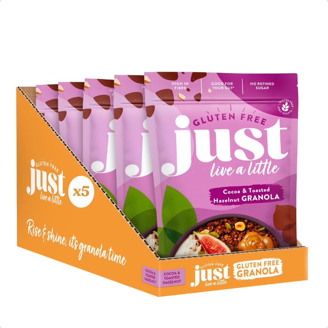 Gluten Free Granola | 5 x 360g packs | Vegan | No Added Sugar (Cocoa Hazelnut Granola)
