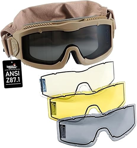 Lancer Tactical AERO Airsoft - Gafas de seguridad tácticas ANSI Z87.1, lente antivaho de doble panel de 0.118 in para caza, paintball, ciclismo