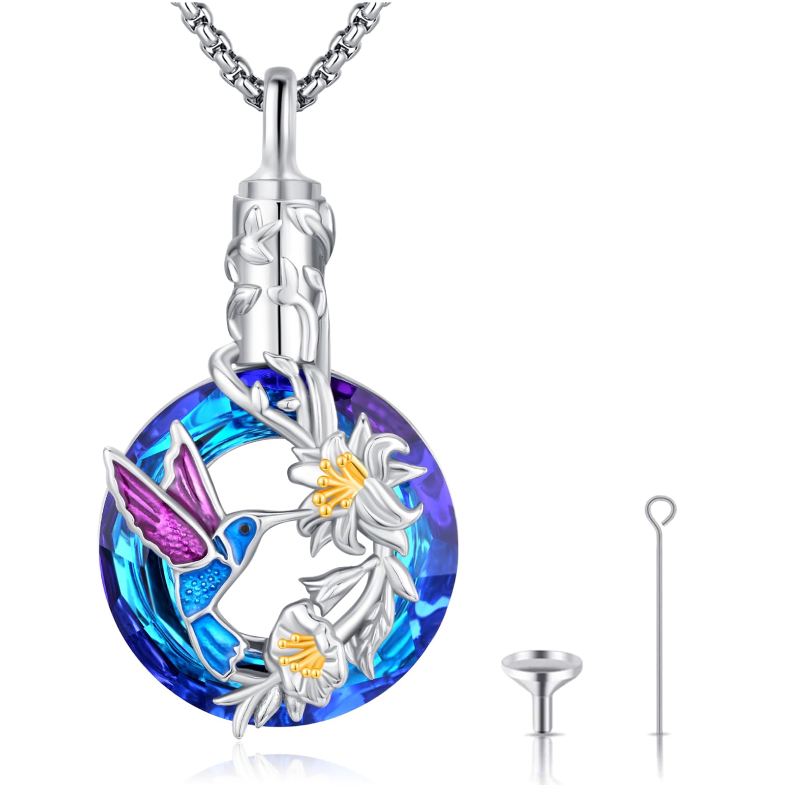 LOOVEUrn Necklace for Ashes for Women/Men 925 Sterling Silver Cremation Jewelry w/Funnel Filler Memorial Jewelry Gifts