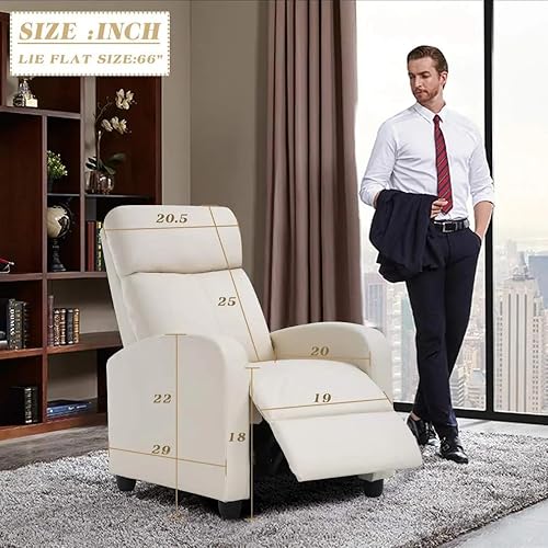 Miniatura 16 de Sillas reclinables para sala de estar, sofá reclinable de masaje para cine en casa con respaldo acolchado de piel sintética, sillón reclinable de
