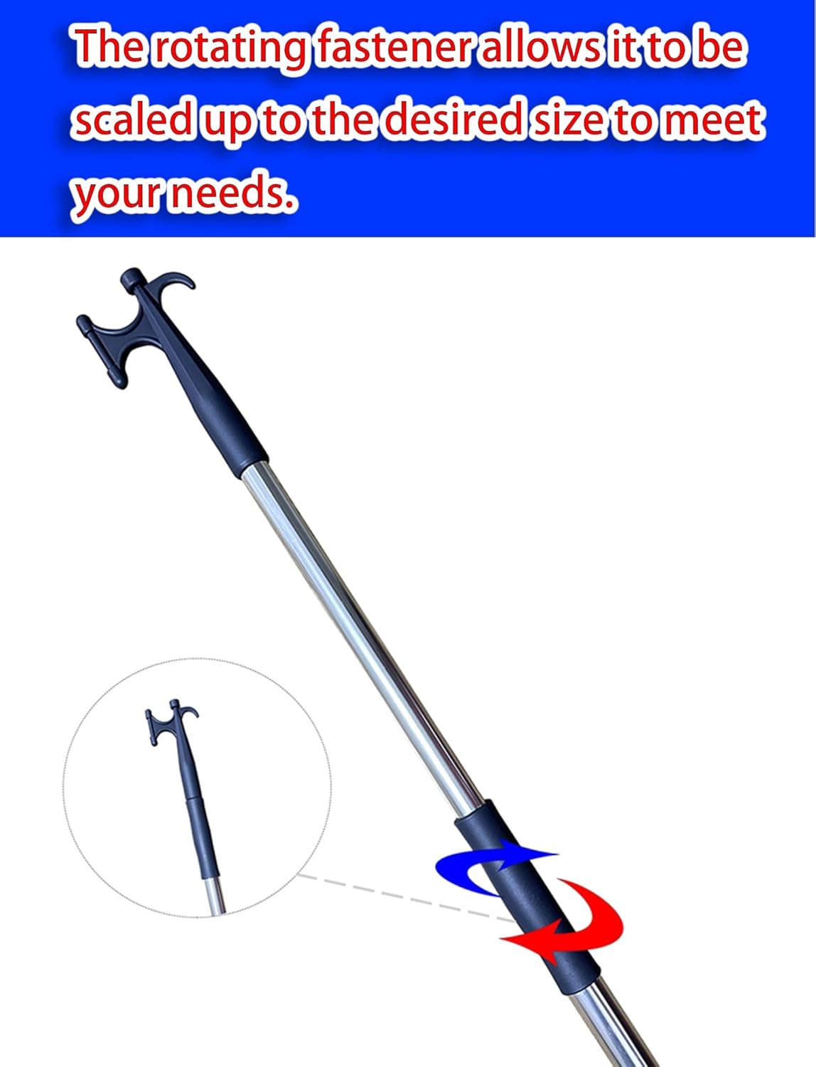 Dual-Hook Aluminum Boat Hook, Telescoping Marine Pick for Docking & Rescue on Lifeboats, Inflatable Boats, Yachts, Heavy Duty Water Salvage Tool