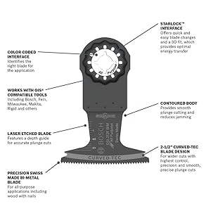 Bosch OSL212F-10 2-1/2 in. Starlock Oscillating Multi Tool Bi-Metal Plunge Cut Blade 10 pk.